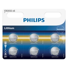 Philips CR2032P6/01B - 6 vnt Ličio baterijos  (tabletė) CR2032 MINICELLS 3V 240mAh