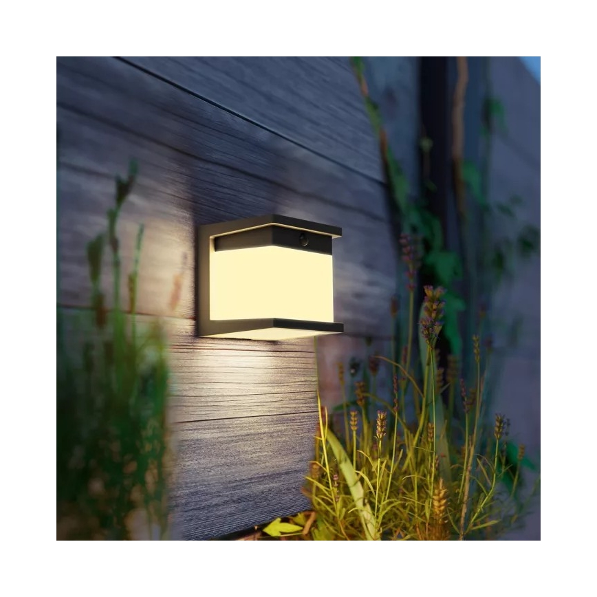 Philips - LED saulės sieninis šviestuvas su jutikliu DIARA LED/3,8W/3,7V 800 mAh 2700K IP44 juodas