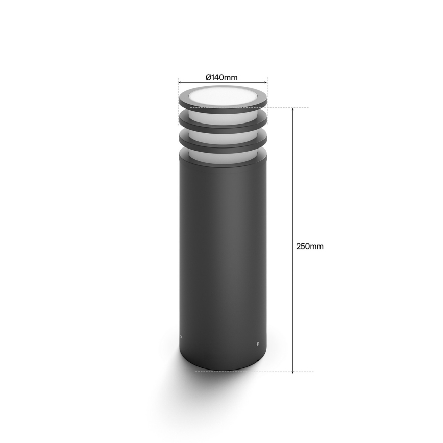 Philips - LED RGB dimeriuojamas lauko šviestuvas Hue LUCCA 1xE27/8,1W/230V 25 cm 1000-20000K IP44