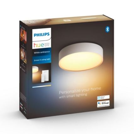 Philips - reguliuojamo ryškumo LED lubų šviestuvas Hue, LED 9,6 W, 230 V, 2200–6500 K, skersmuo 261 mm, baltas, su nuotoliniu pultu
