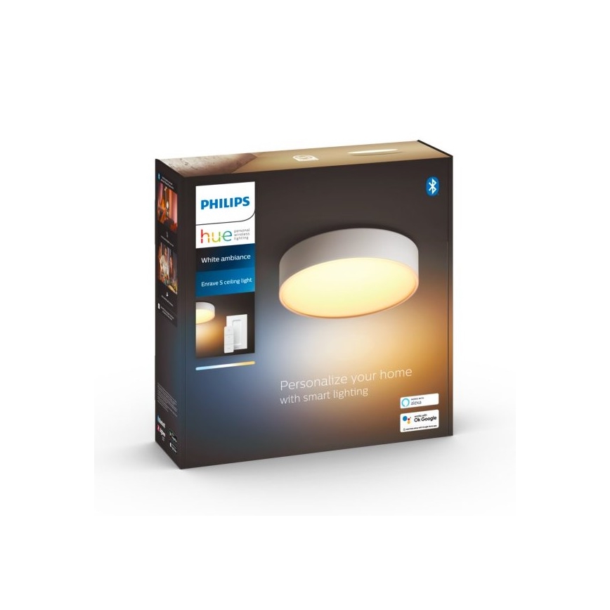 Philips - reguliuojamo ryškumo LED lubų šviestuvas Hue, LED 9,6 W, 230 V, 2200–6500 K, skersmuo 261 mm, baltas, su nuotoliniu pultu