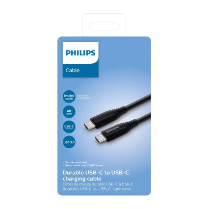 Philips DLC5206C/00 – USB kabelis USB-C 3.0 jungtis 2 m juodas/pilkas