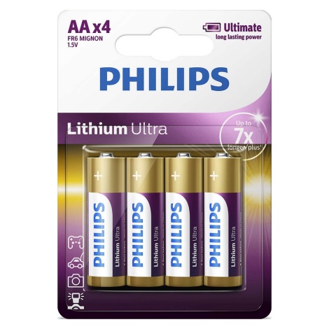 Philips FR6LB4A/10 - 4 vnt ličio baterijos  AA LITHIUM ULTRA 1,5V
