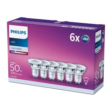 Philips GU10 LED lemputės, komplektas 6 vnt., 4,6 W, 230 V, 4000 K (neutrali balta)