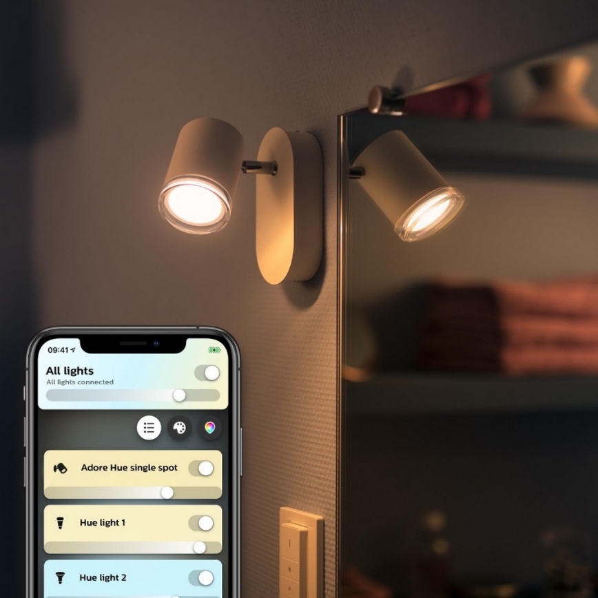 Philips - LED reguliuojamas vonios kambario šviestuvas Hue ADORE 1xGU10/5W/230V IP44 + nuotolinio valdymo pultas