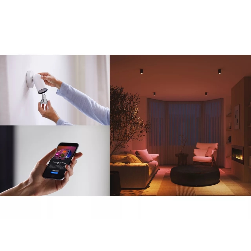 Pradinis rinkinys Philips Hue White And Color Ambiance Essential 3xGU10/4,7W/230V 2200-6500K + Hue bridge