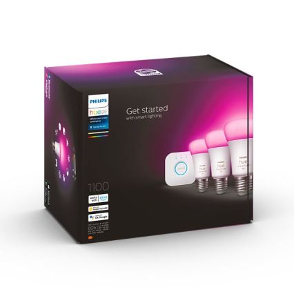 Pradinis rinkinys Philips Hue WHITE AND COLOR AMBIANCE 3xE27/9W/230V 2000-6500K + Hue bridge