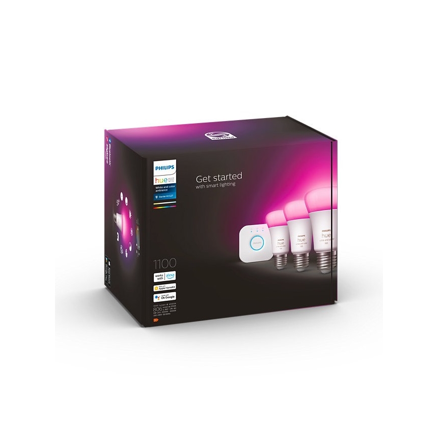 Pradinis rinkinys Philips Hue WHITE AND COLOR AMBIANCE 3xE27/9W/230V 2000-6500K + Hue bridge