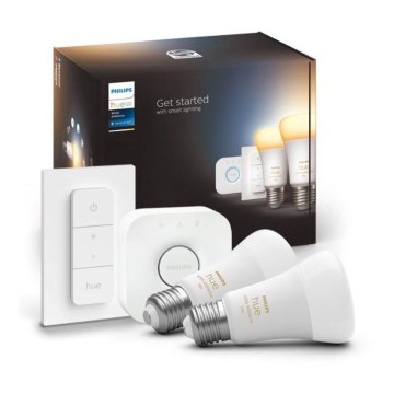 Philips Hue WHITE AMBIANCE pradinis komplektas 2xE27/8W/230V + Hue Bridge ir dimerio jungiklis