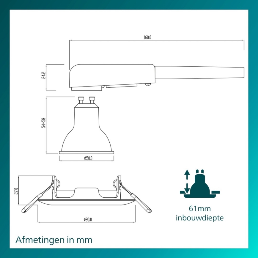 Philips - Įleidžiamas lubų šviestuvas PERIDOT 1xGU10/7W/230V baltas