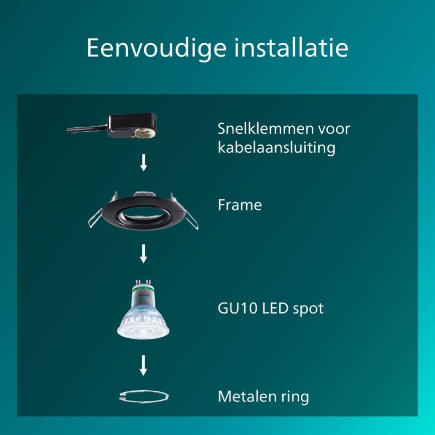 Philips - Įleidžiamas šviestuvas PERIDOT 1xGU10/7W/230V juodas