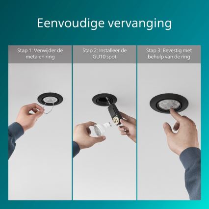 Philips - Įleidžiamas šviestuvas PERIDOT 1xGU10/7W/230V juodas