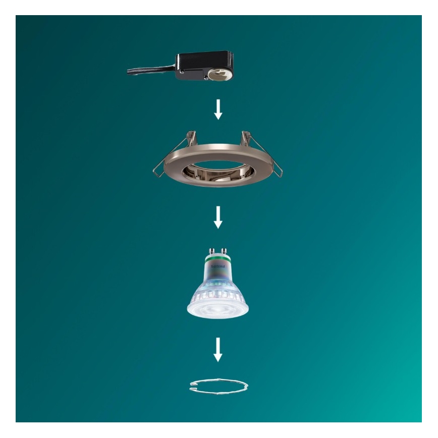 Philips - įleidžiamas šviestuvas PERIDOT 1xGU10/7W/230V, sidabrinis