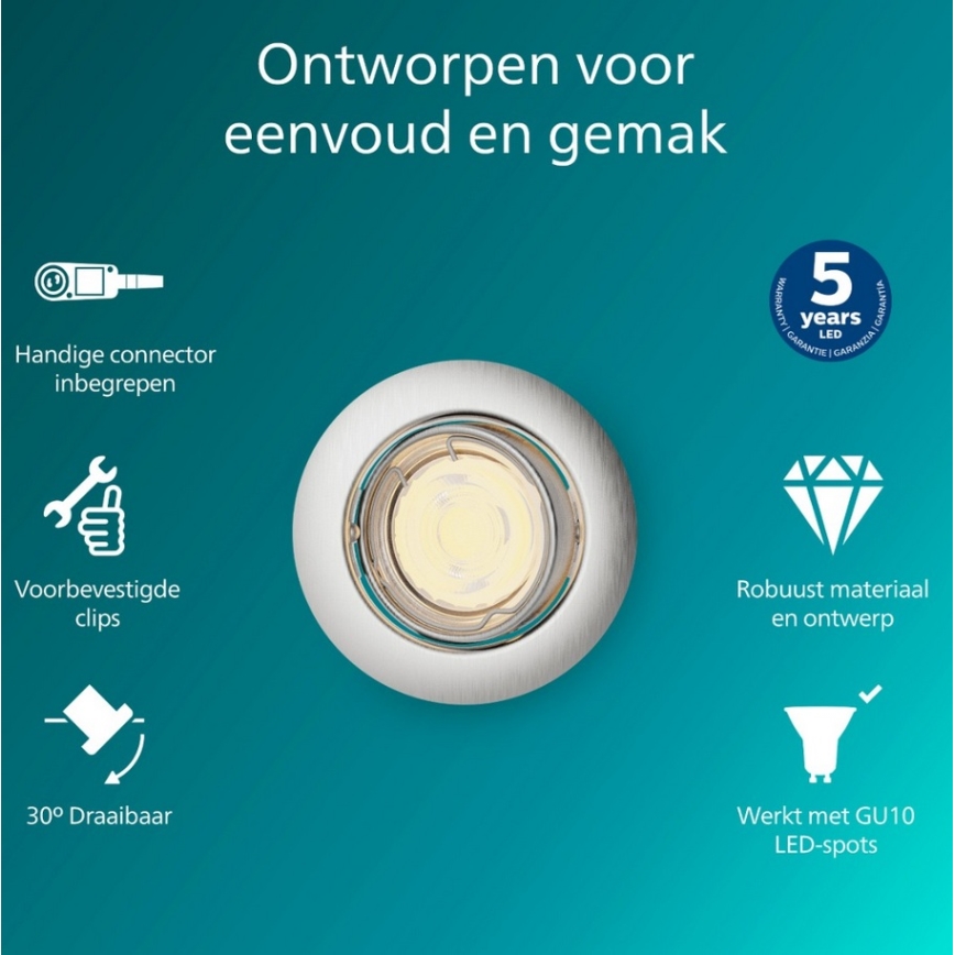 Philips - Įmontuojamas šviestuvas PERIDOT 1xGU10/7W/230V sidabro spalvos