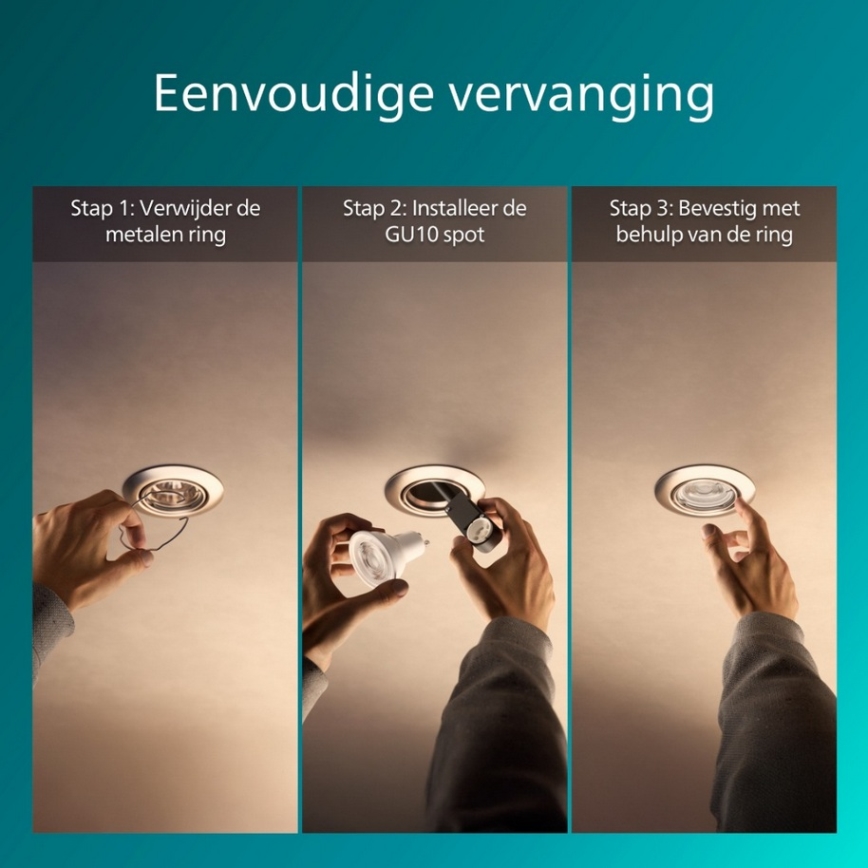 Philips - Įmontuojamas šviestuvas PERIDOT 1xGU10/7W/230V sidabro spalvos