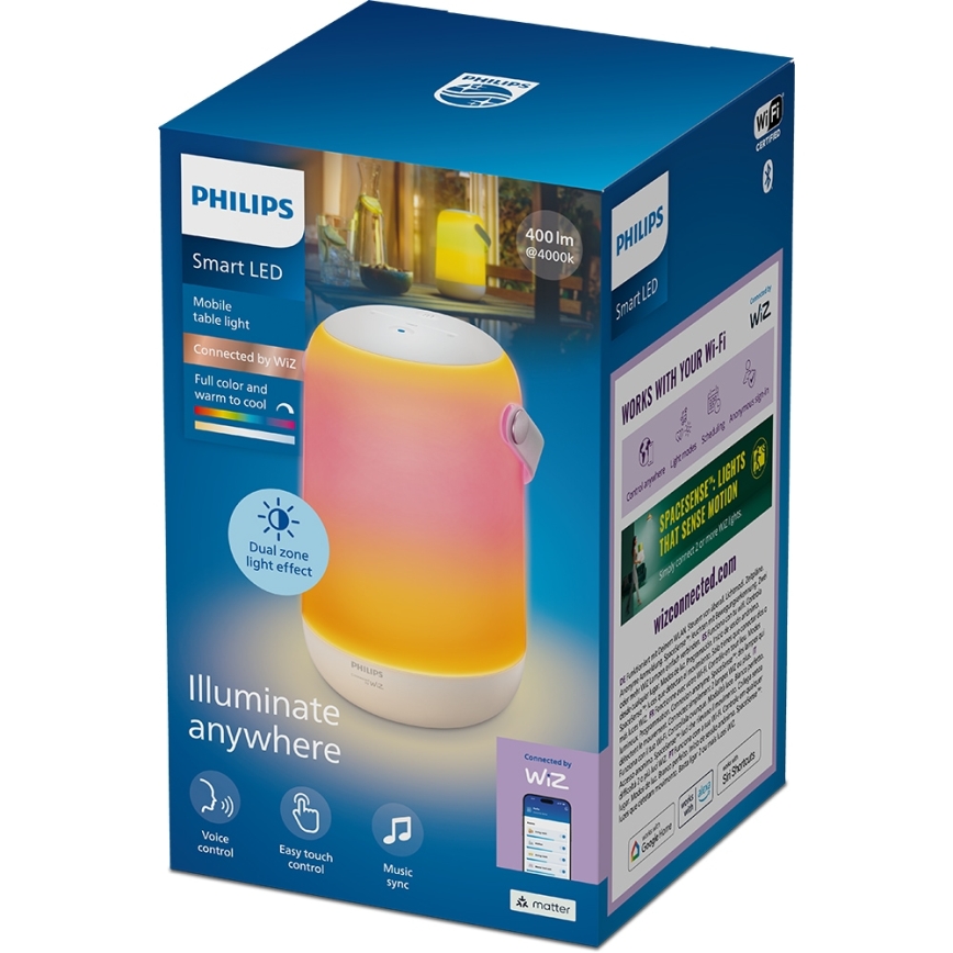 Philips - LED RGBW reguliuojamas nešiojamas jutiklinis stalinis šviestuvas SMART LED/13,5W/3,6V 2200-6500K Wi-Fi 1800 mAh