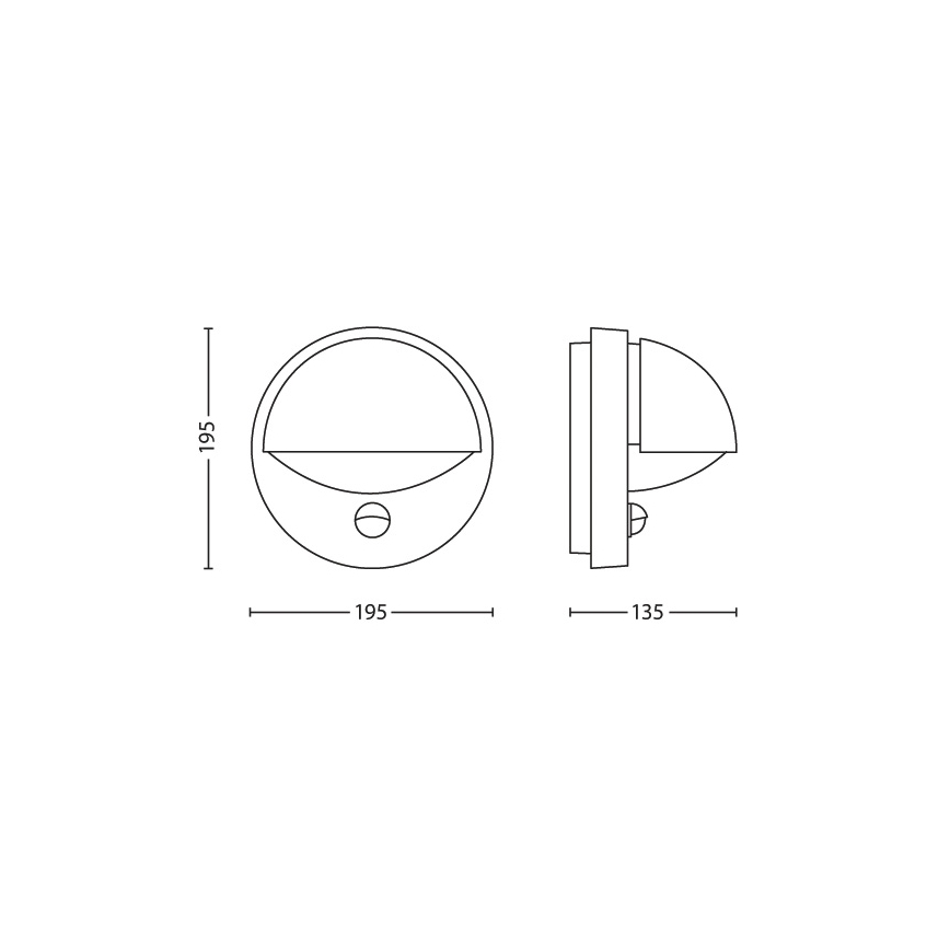 Philips - Lauko sieninis šviestuvas su jutikliu JUNE 1xE27/12W/230V IP44
