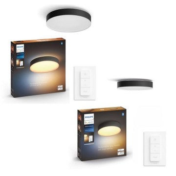 Philips – komplektas: 1x LED dimeriuojamas lubinis šviestuvas Hue ENRAVE Ø 42,5 cm LED/33,5W/230V + 1x LED dimeriuojamas lubinis šviestuvas Hue Ø 26,1 cm LED/9,6W/230V + 2x nuotolinio valdymo pultai