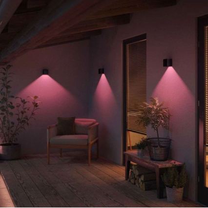 Philips - KOMPLEKTAS 2x LED RGBW pritemdomi lauko sieniniai šviestuvai Hue RESONATE LED/8W/230V 2000-6500K IP44