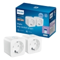 Philips - KOMPLEKTAS 2x išmanios SCHUKO rozetės 2300W + elektros energijos matuoklis Wi-Fi