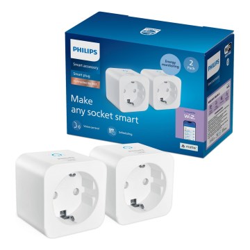 Philips - KOMPLEKTAS 2x išmanios SCHUKO rozetės 2300W + elektros energijos matuoklis Wi-Fi