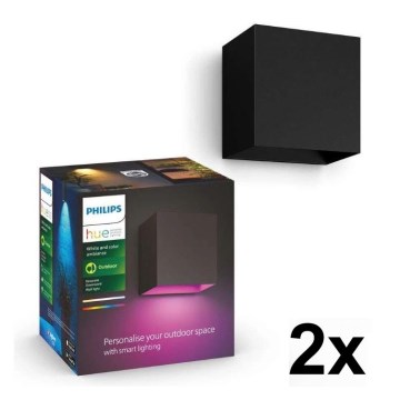 Philips - KOMPLEKTAS 2x LED RGBW pritemdomi lauko sieniniai šviestuvai Hue RESONATE LED/8W/230V 2000-6500K IP44