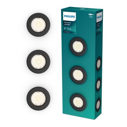 Philips - komplektas 3 vnt. įleidžiamų šviestuvų PERIDOT 1xGU10/7W/230V, juodas