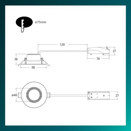 Philips - Komplektas 3x dimeriuojamų įleidžiamų šviestuvų CILANTRO LED/5W/230V 2700K juoda