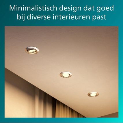 Philips - Komplektas 3x įleidžiamų šviestuvų PERIDOT 1xGU10/7W/230V sidabro spalvos