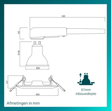 Philips - Komplektas 3x įleidžiamų šviestuvų PERIDOT 1xGU10/7W/230V sidabro spalvos