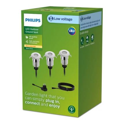 Philips - KOMPLEKTAS 3x LED Įleidžiamas lauko šviestuvas SPORE LED/1W/24/230V IP67