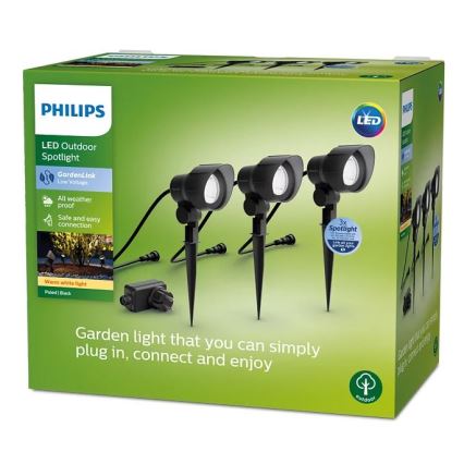 Philips -KOMPLEKTAS 3x LED lauko prožektorius LED/6W/230V 2700K IP44