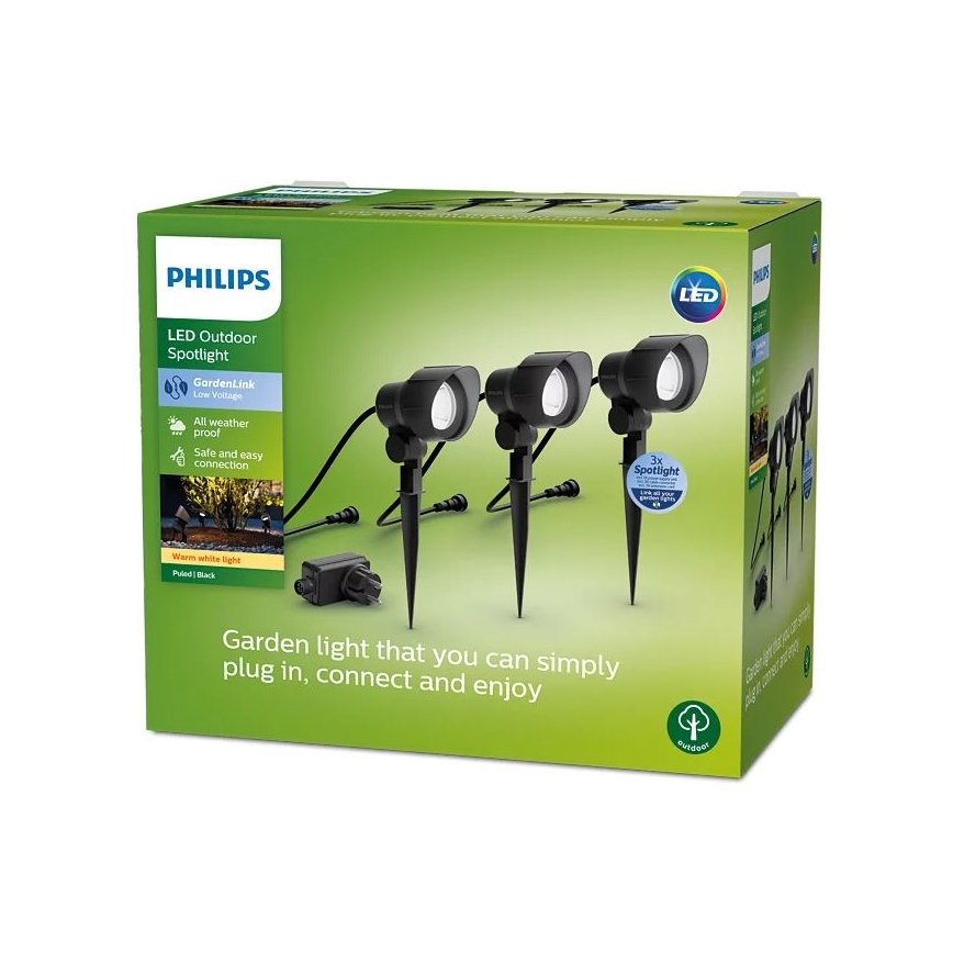 Philips -KOMPLEKTAS 3x LED lauko prožektorius LED/6W/230V 2700K IP44
