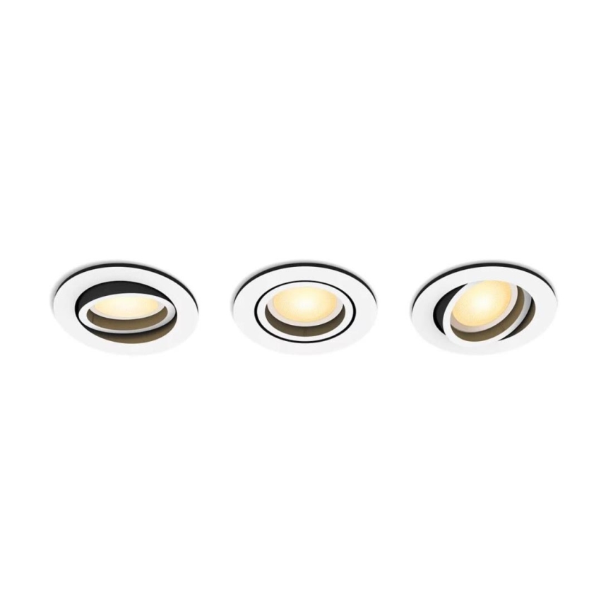 Philips - KOMPLEKTAS 3x LED pritemdomas įleidžiamas lubinis šviestuvas Hue MILLISKIN 1xGU10/4,2W/230 2200-6500K