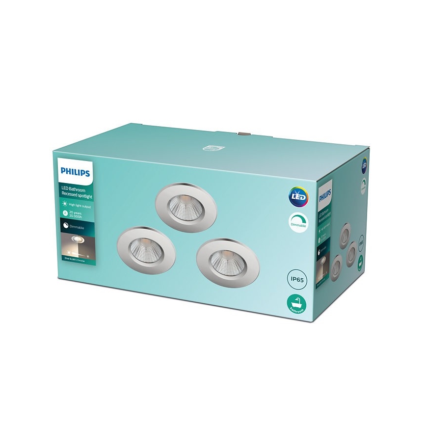 Philips - KOMPLEKTAS 3x LED pritemdomas vonios šviestuvas DIVE 1xLED/5,5W/230V IP65