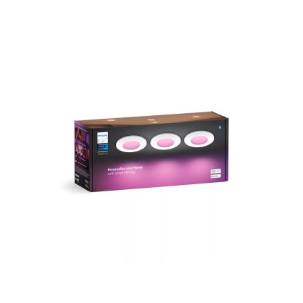Philips - KOMPLEKTAS 3x LED RGBW Pritemdomas įleidžiamas lubinis vonios šviestuvas Hue SLIM LED/8,3W/230V IP44 2000-6500K