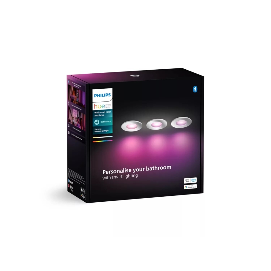 Philips - KOMPLEKTAS 3x LED RGBW Pritemdomas įleidžiamas lubinis vonios šviestuvas Hue XAMENTO 1xGU10/4,2W/230V IP44 2000-6500K