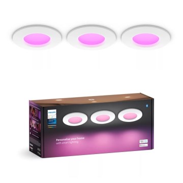 Philips - KOMPLEKTAS 3x LED RGBW Pritemdomas įleidžiamas lubinis vonios šviestuvas Hue SLIM LED/8,3W/230V IP44 2000-6500K