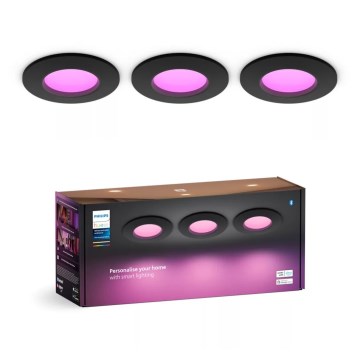 Philips - KOMPLEKTAS 3x LED RGBW Pritemdomas įleidžiamas lubinis vonios šviestuvas Hue SLIM LED/8,3W/230V IP44 2000-6500K