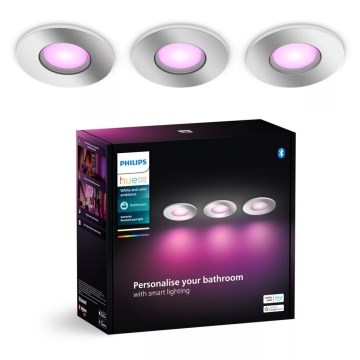 Philips - KOMPLEKTAS 3x LED RGBW Pritemdomas įleidžiamas lubinis vonios šviestuvas Hue XAMENTO 1xGU10/4,2W/230V IP44 2000-6500K