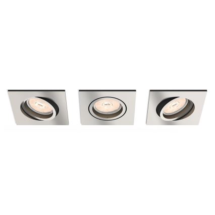 Philips - Komplektas 3x LED RGBW reguliuojamas įleidžiamasis šviestuvas DONEGAL 3xGU10/4,8W/230V + nuotolinio valdymo pultas