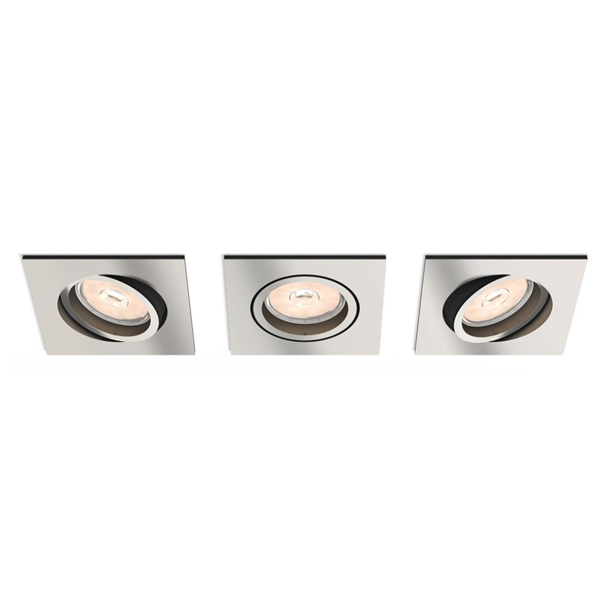 Philips - Komplektas 3x LED RGBW reguliuojamas įleidžiamasis šviestuvas DONEGAL 3xGU10/4,8W/230V + nuotolinio valdymo pultas