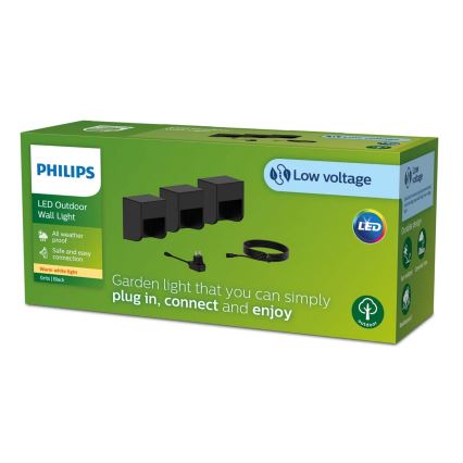 Philips - KOMPLEKTAS 3x LED sieninis lauko šviestuvas GRITS LED/1,5W/24/230V IP44