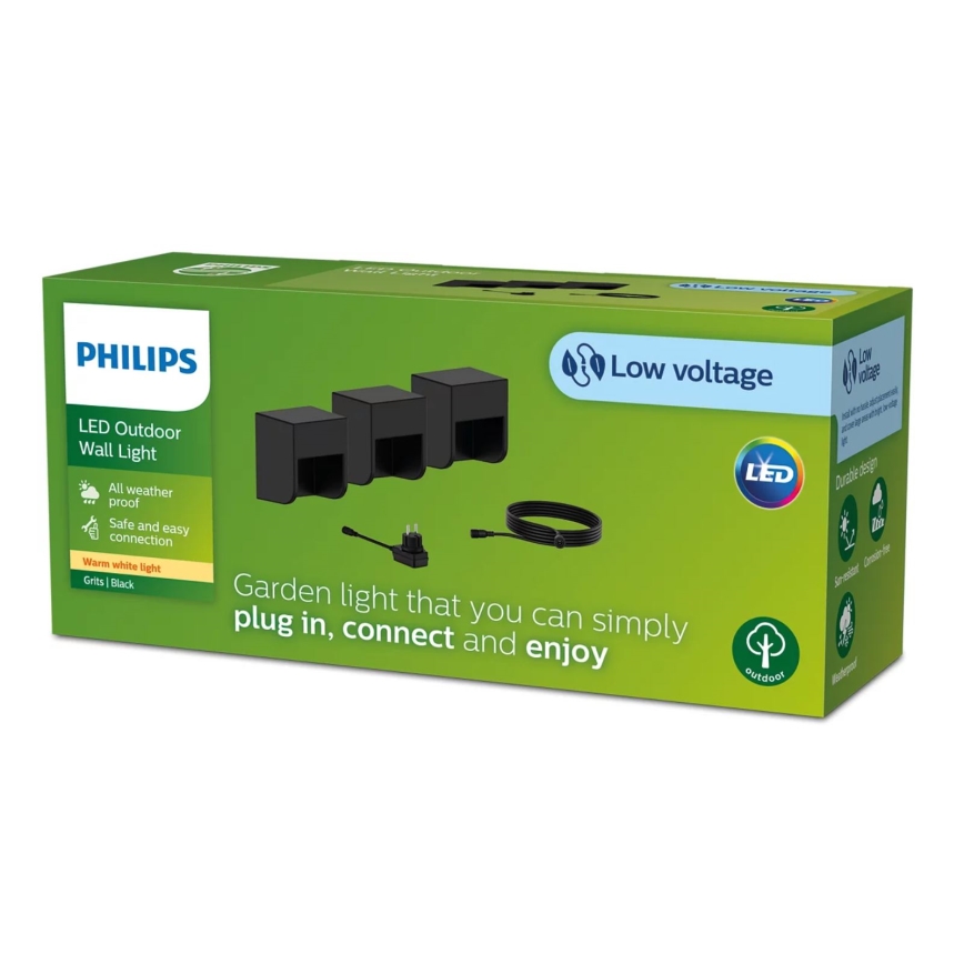 Philips - KOMPLEKTAS 3x LED sieninis lauko šviestuvas GRITS LED/1,5W/24/230V IP44