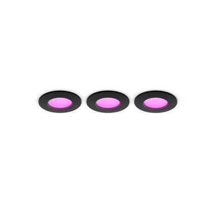 Philips - komplektas 3x LED RGBW dimeriuojamas vonios įleidžiamas šviestuvas Hue SLIM LED/8,3W/230V 1000-20000K juodas P44
