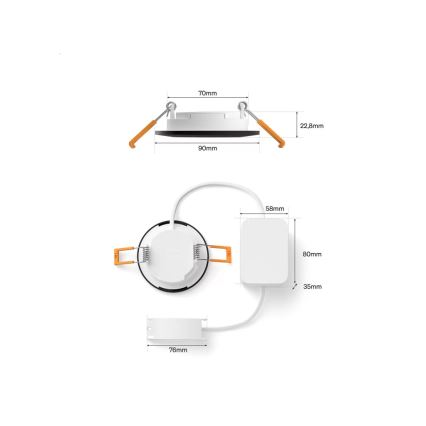 Philips - komplektas 3x LED RGBW dimeriuojamas vonios įleidžiamas šviestuvas Hue SLIM LED/8,3W/230V 1000-20000K juodas P44