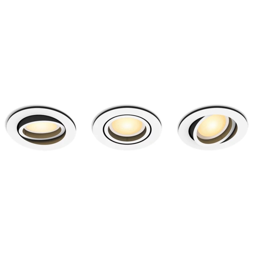 Philips - KOMPLEKTAS 3x LED pritemdomas įleidžiamas lubinis šviestuvas Hue MILLISKIN 1xGU10/4,2W/230 2200-6500K