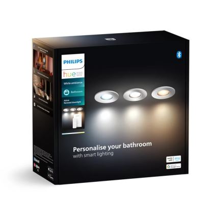 Philips - KOMPLEKTAS 3x LED Reguliuojamas vonios įleidžiamas šviestuvas Hue ADORE BATHROOM 1xGU10/4,2W/230V 2200-6500K IP44