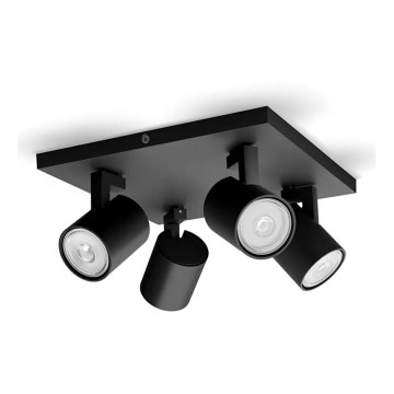 Philips - Kryptinis šviestuvas RUNNER 4xGU10/20W/230V juodas