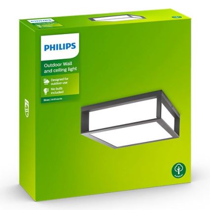 Philips - Lauko lubinis šviestuvas SKIES 2xE27/14W/230V IP44 antracitas